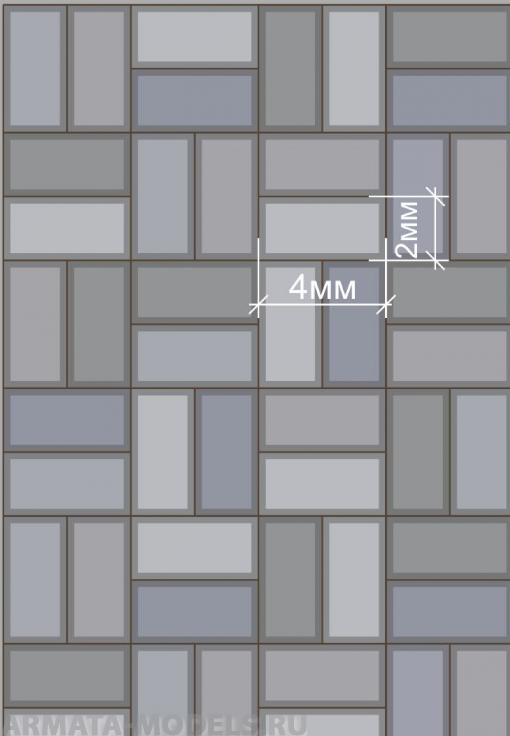 040tkb013 Тротуарная плитка для макетов. Лист А4.