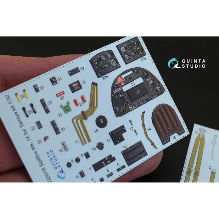 QD32018 1/32 3D Декаль интерьера кабины Spitfire Mk.IX (для модели Tamiya) Quinta Studio