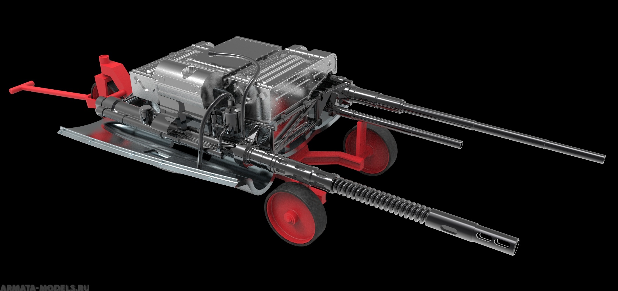 AM4872 Лафет с пушками с тележкой ультрадетализированный Neo, 1/48