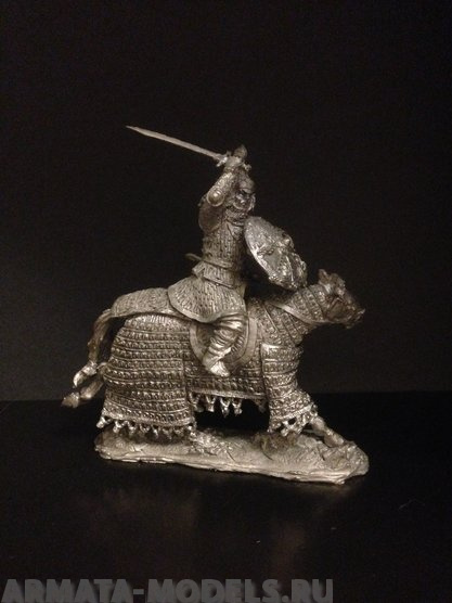 4054ТБ ВИМ, конный тяжеловооруженный монгол с саблей, 54 мм Три Богатыря
