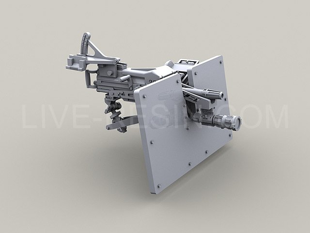 LRE35078 Автоматический гранатомёт MK19-3 40mm Grenade Machine Gun на лафете MK93 с широким бронированным щитом S.A.G. (Save-A-Gunner) и поисковым фонарём Polarion Night Reaper CSWL