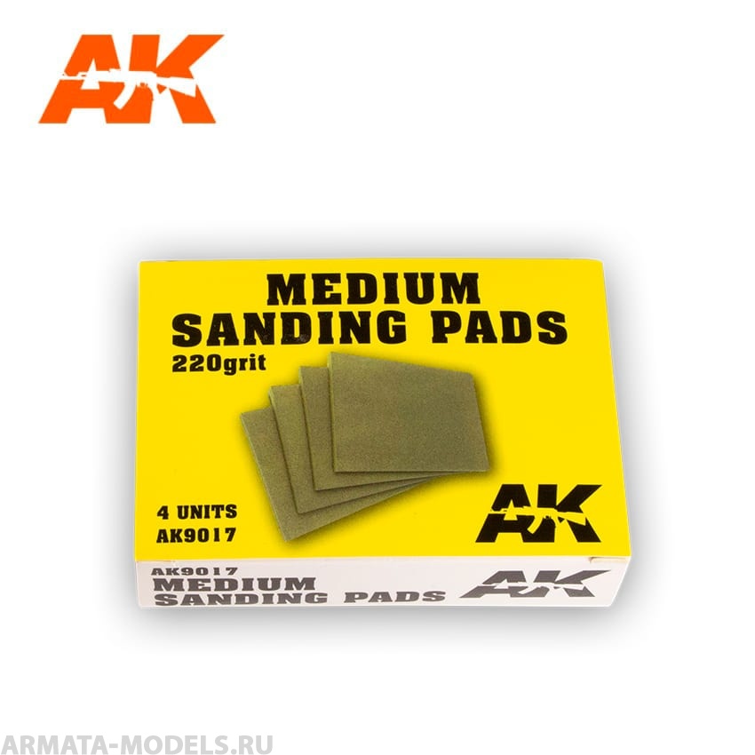 AK9017 Шлифовальная губка Medium Sanding Pads 220 grit.4units