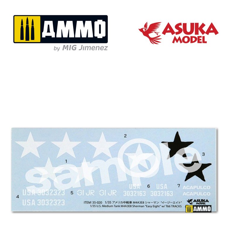 ASUKA35020 Сборная модель танка Шерман 1/35 US M4A3E8 SHERMAN ASUKA