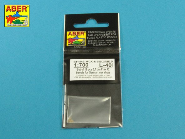ABR-1:700-L-40  Дополнения для  Set of 16 pcs 3,7 cm Flak 42 gun barrels for German war ships универсальный набор 1/700