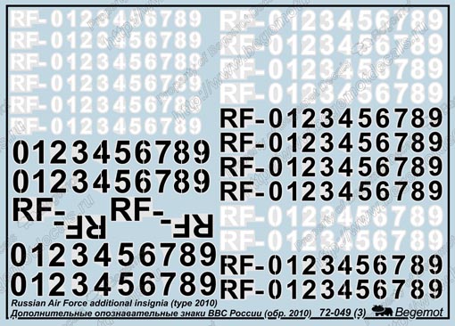 72049 Декаль Дополнительные ОЗ ВВС России