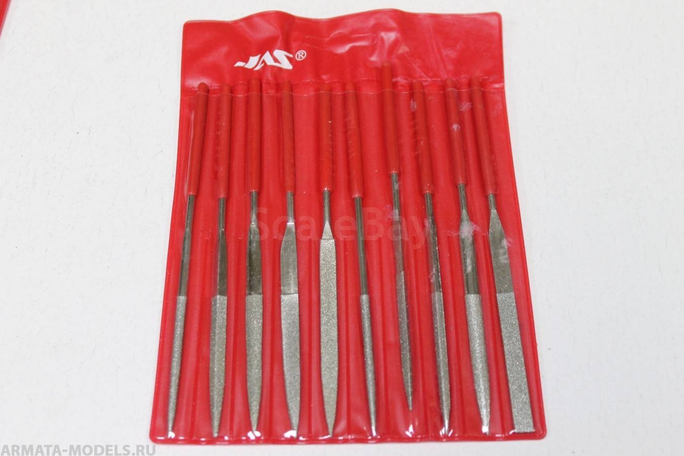4351J Набор надфилей с ручками, алмазные, 10 шт., чехол