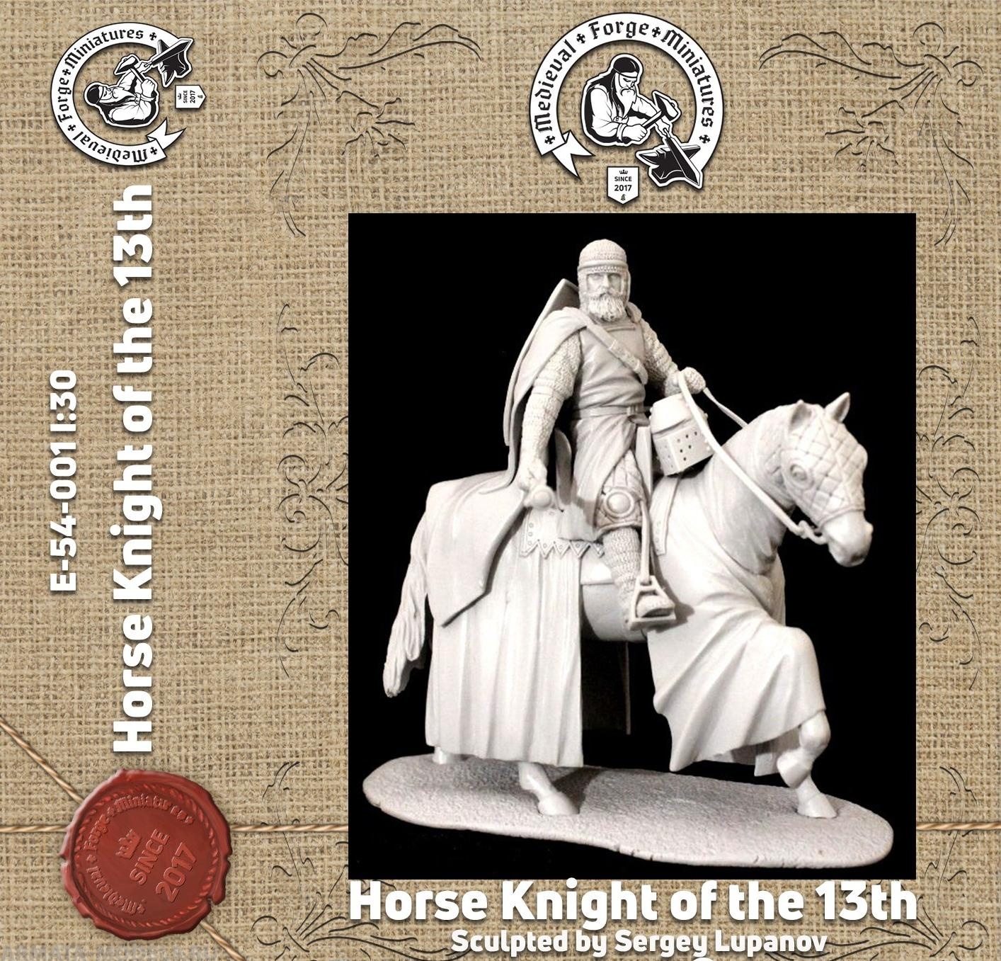E-54-001 Фигура Конный рыцарь 13 века 54мм Medieval Forge Miniatures