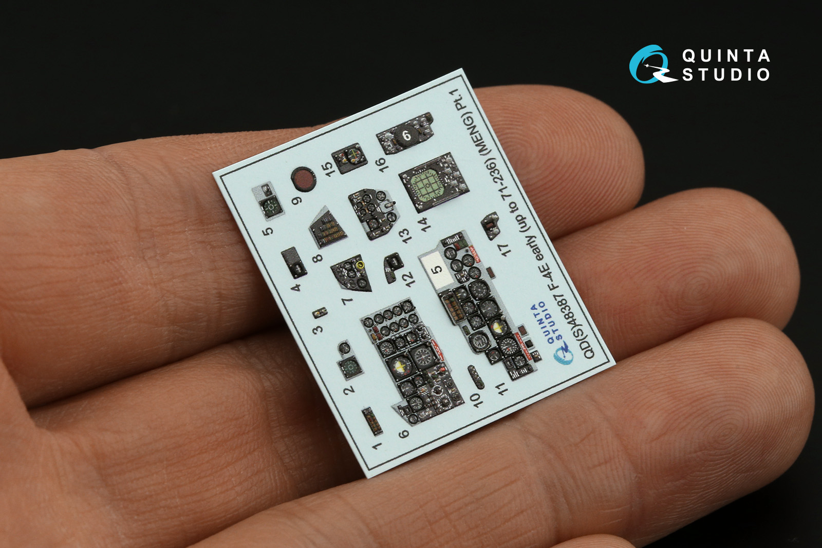 QD+48387 3D Декаль интерьера кабины F-4E early с установленным предкрылком крыла (Meng) (с 3D деталями)