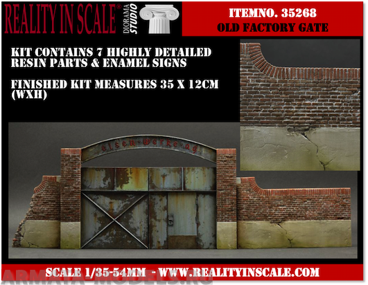 35269RIS Old Factory Gate - 7 resin pcs. and signs