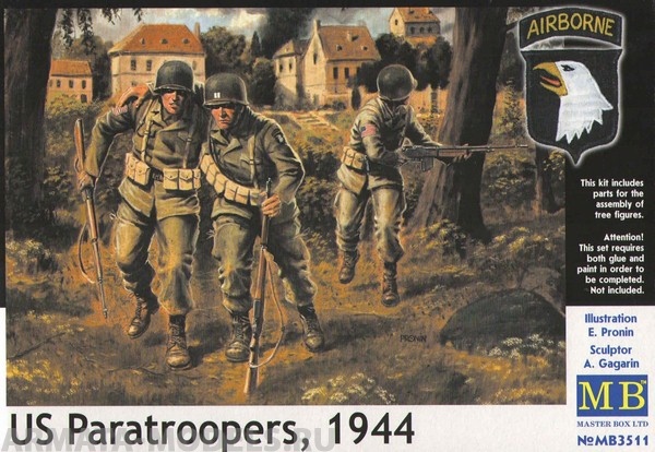 Набор фигурок MB3511 Фигуры Американские парашютисты 1944 г.  Master Box (MB)