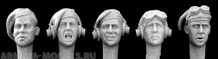 HBH04 5 heads, Brit. WW2 tank beret Hornet