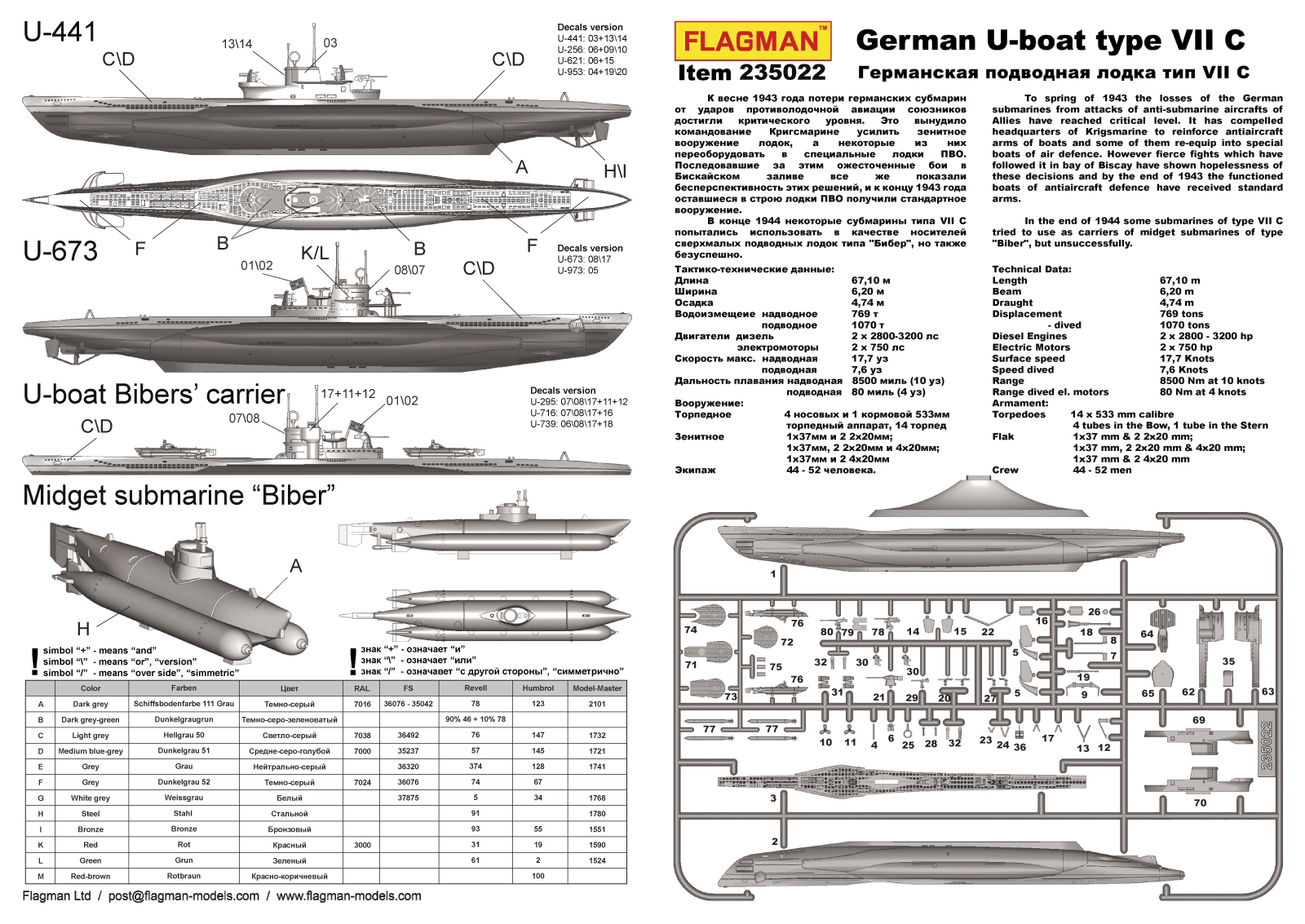 235022F Германская подводная лодка тип VII C special version Флагман