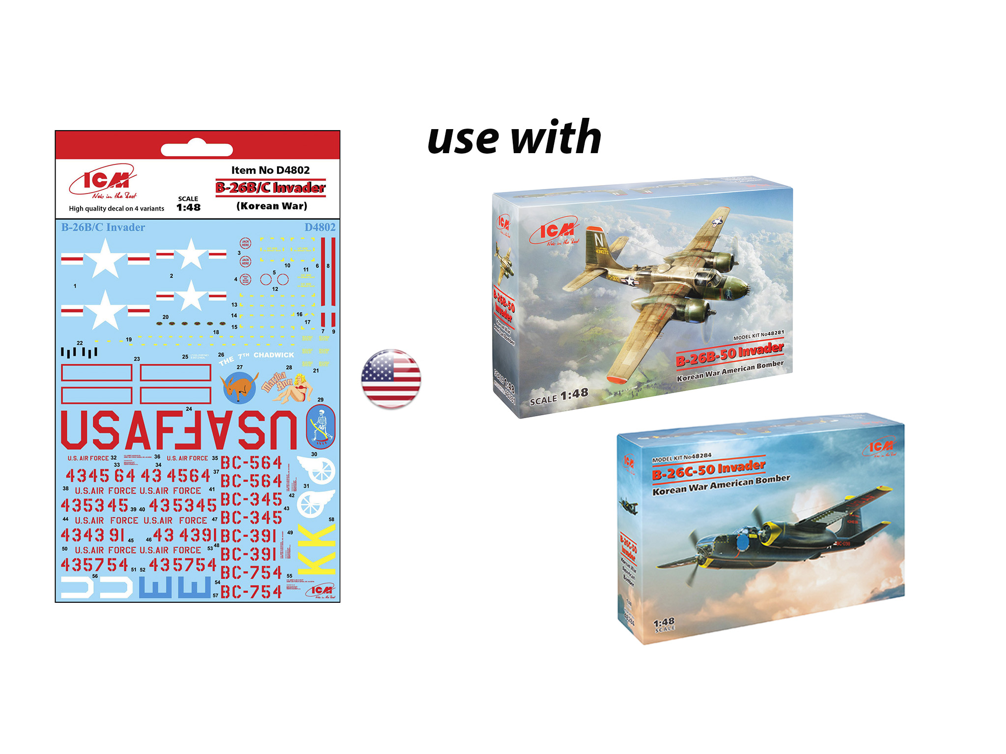 D4802 Декаль B-26B/C Инвейдер(Война в Корее)