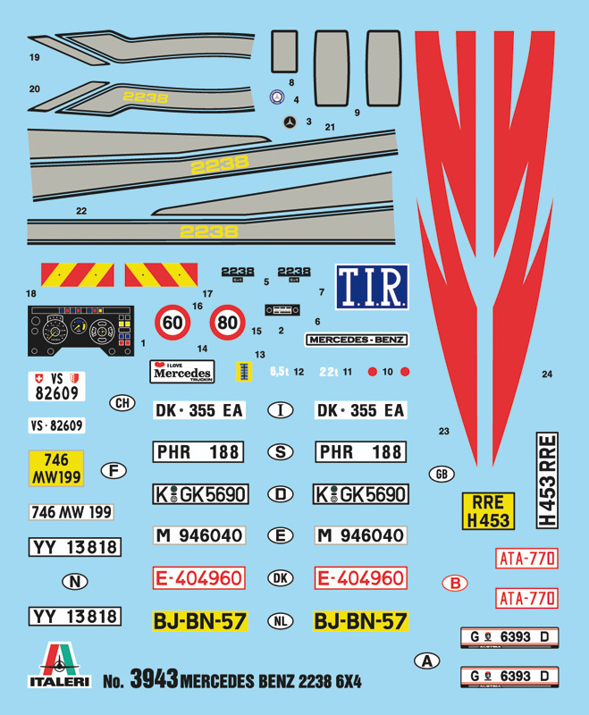 3943ИТ Автомобиль MERCEDES BENZ 2238 6x4 Italeri