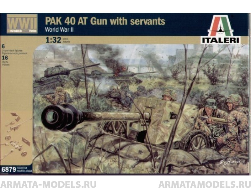 Набор фигурок 6879ИТ Нем.пушка ПАК-40 с расчетом Italeri