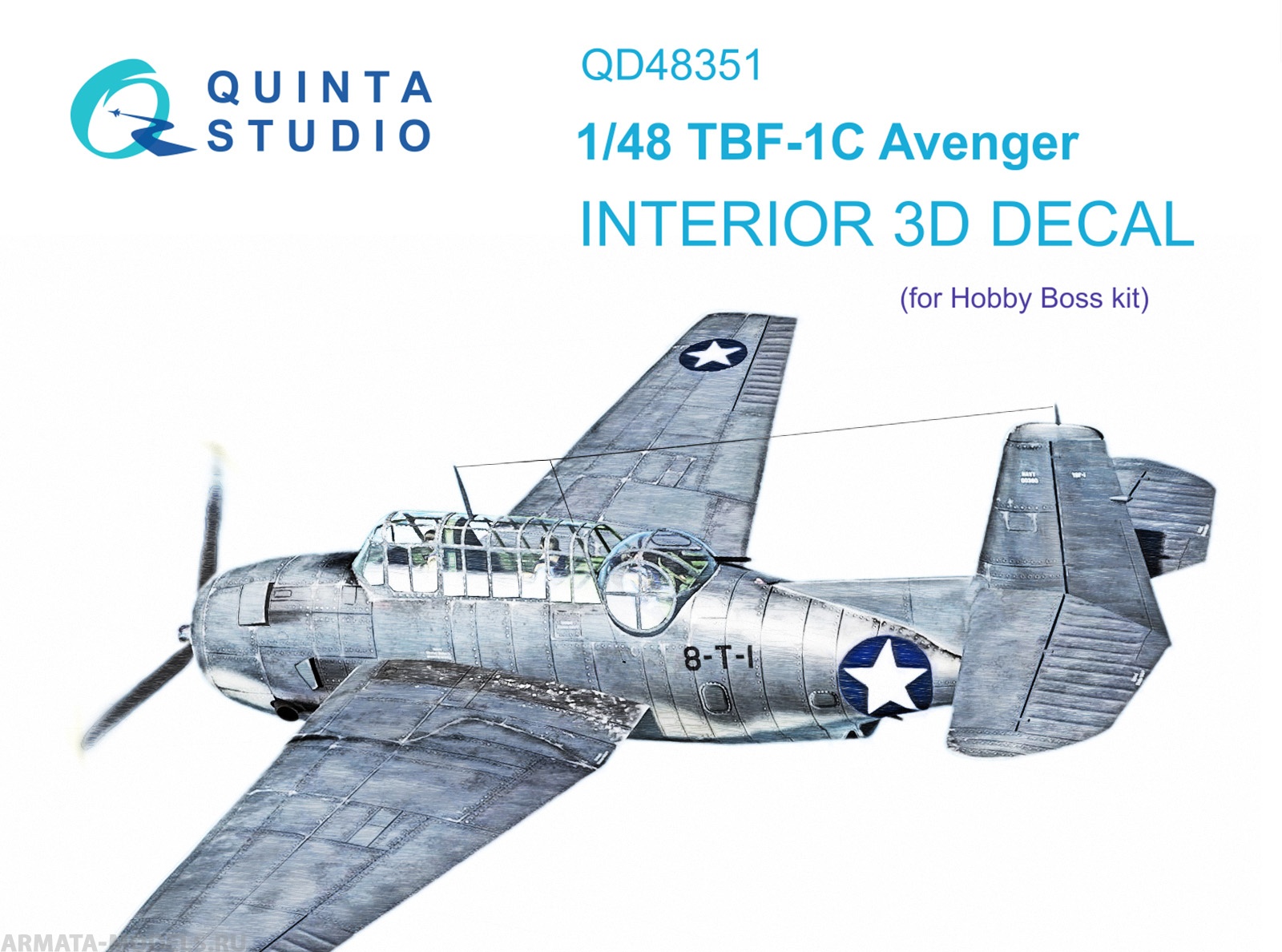 QD48351 3D Декаль интерьера кабины TBF-1C (Hobby Boss)