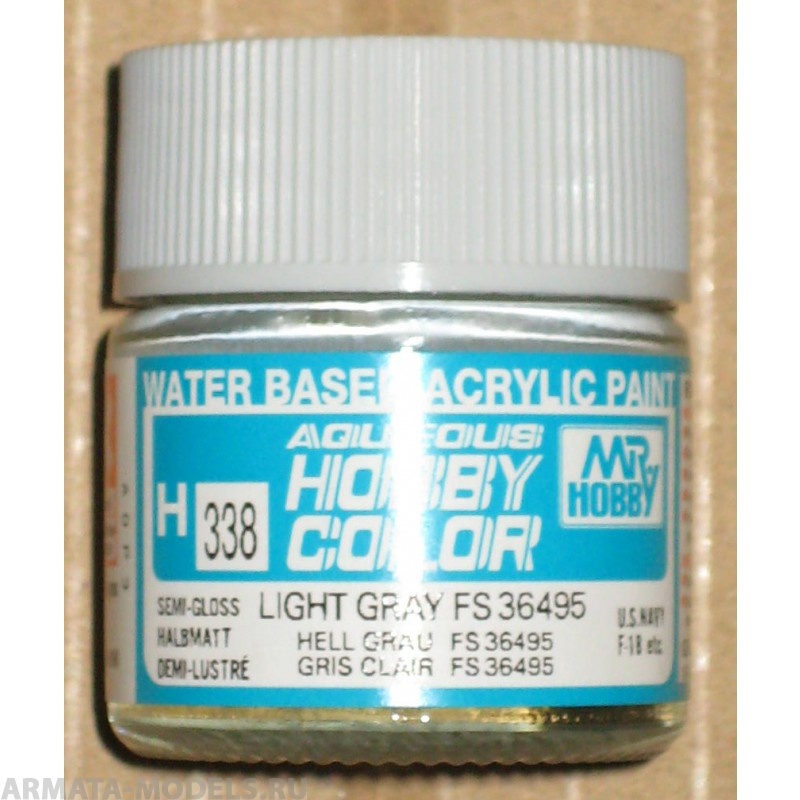 H338  Краска водоразбавляемая художественная т.м. MR.HOBBY  10мл  LIGHT GRAY