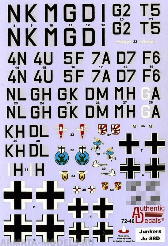 AD7246  Декаль на Luftwaffe Junkers Ju-88D