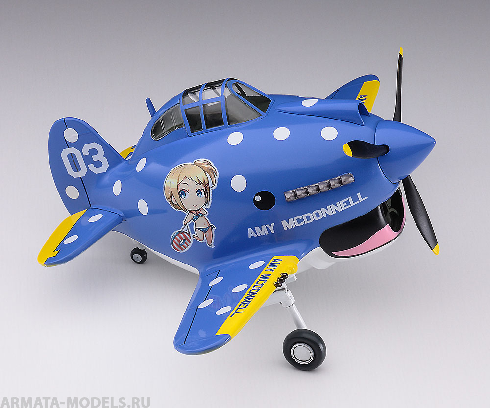 52182  Модель самолета с фигуркой девушки  Egg Girls Collection №3 w/P-40 Warhawk (HASEGAWA)