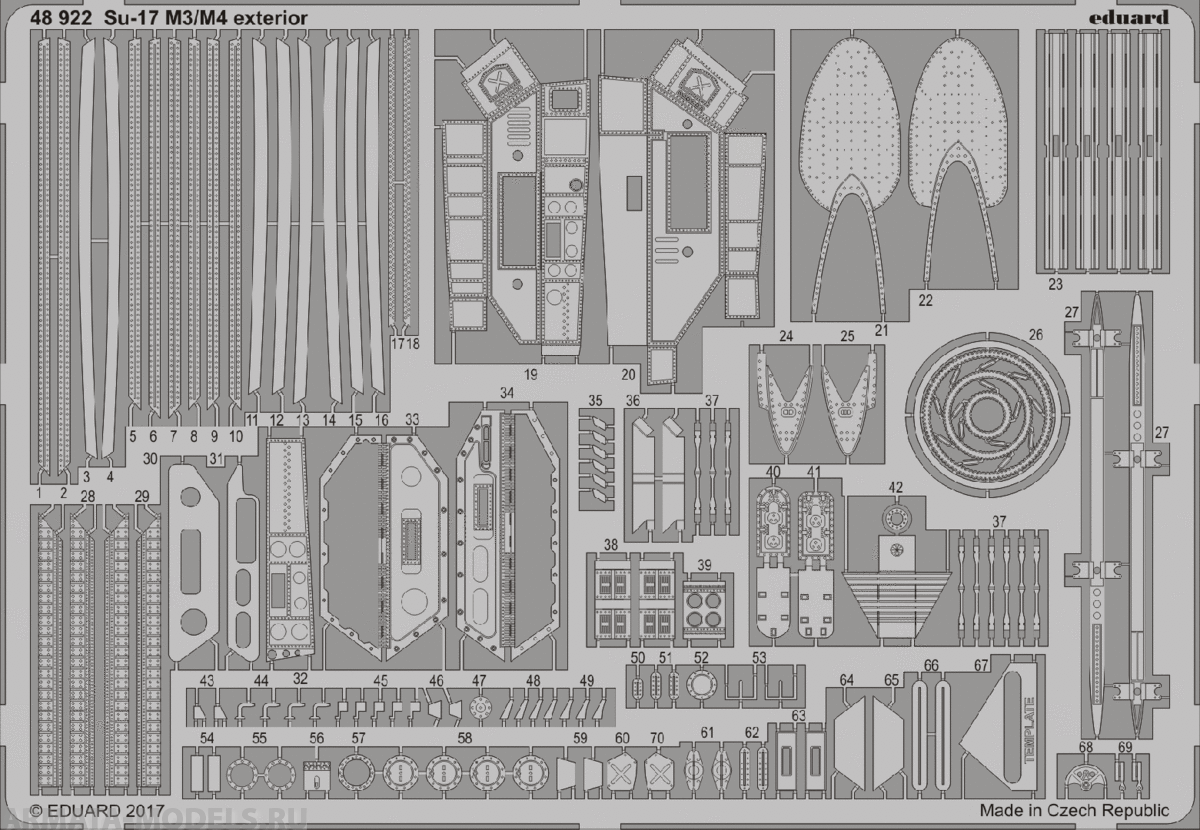 48922 Фототравление для Su-17 M3/M4 exterior  KITTY HAWK (Eduard) 
