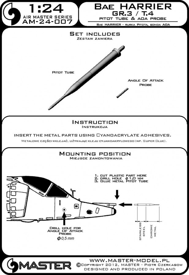 AM-24-007 Harrier GR.3 / T.4 - Трубка Пито и датчик угла атаки