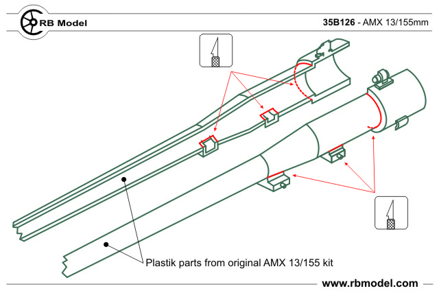 35B126RB Ствол French SPH AMX 13/155 AUF1