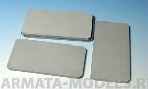 E-019 Дополнения для моделей Modern Concrete Road Panels Set #1 Set contains following elements in 1/35 scale: 4 plaster casted, concrete panels. Size of the panel: 85,7 ? 42,8 mm.