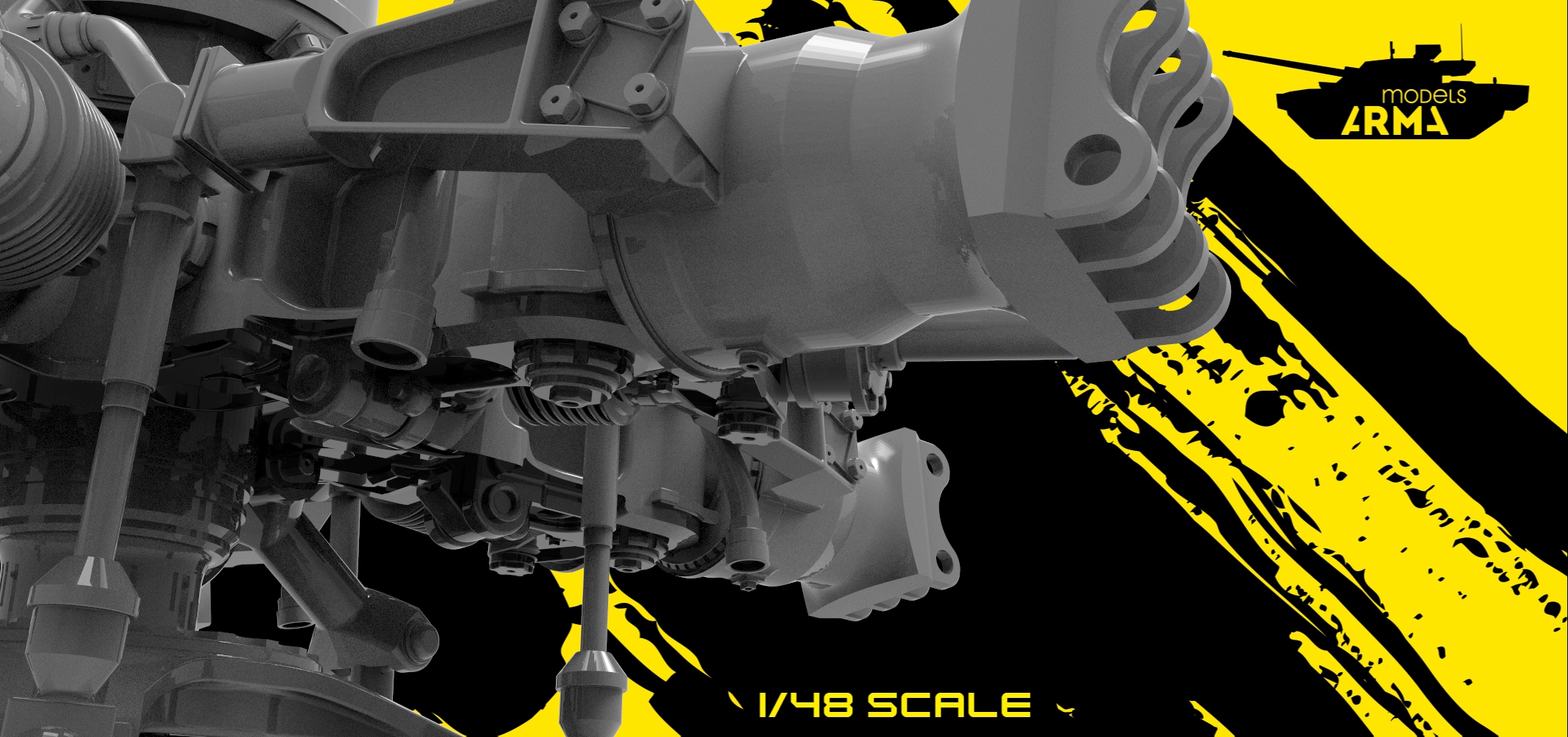 AM48246 Втулка несущего винта и автомат перекоса Ми-8 ультрадетализированная Neo неподключенная с свешенными кабелями