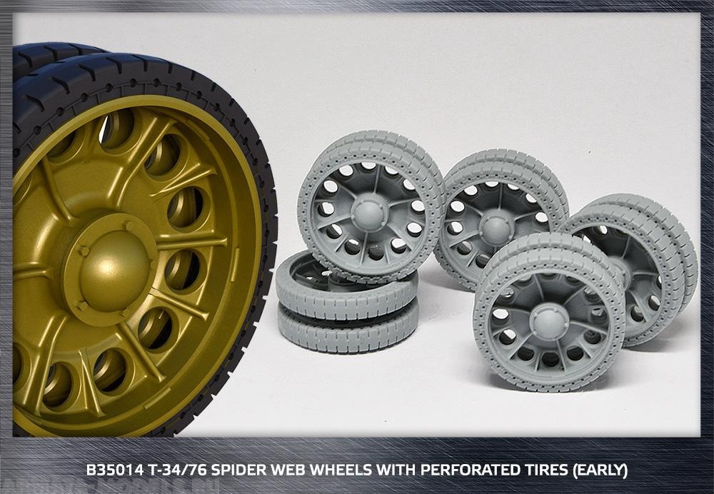 35014 Т-34/76,Т-34/85, СУ-85 Ранние литые катки, спицованные с перфарацией грузошины  для моделей Драгон, Звезда,Миниарт