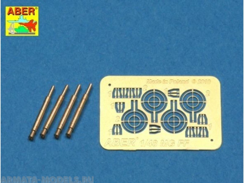 ABR-A48-008  Дополнения для  Set of 4 barrels for German Oerlikon 20mm aircraft machine guns MG FF with sights для  1/48