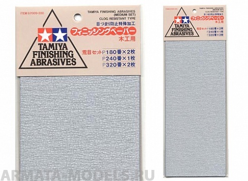 87009T Шлифовальная бумага:#180,320 по 2шт, #240 - 1шт.