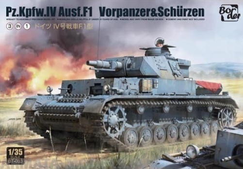 BT003 Немецкий средний танк Pz.Kpfw.IV Ausf.F1 (F1 .VORPANZER. SCHURZEN) 3in1 BORDER MODELS