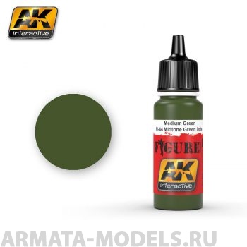 AK3025 Акриловая краска MEDIUM GREEN / M-44 MIDTONE GREEN DOTS
