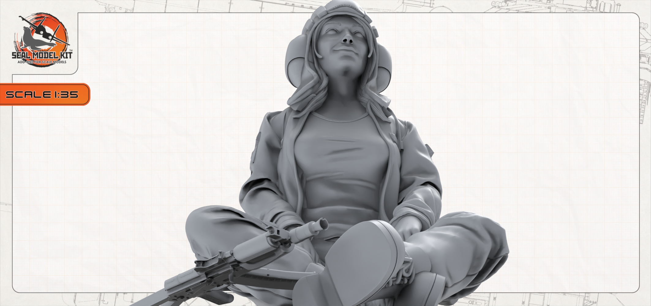 smk35016 девушка-танкистка РФ (1 фигура) (Не для свободной продажи) Seal Model Kit