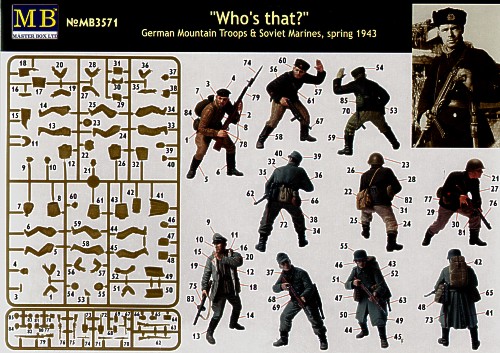 Набор фигурок MB3571 Кто это?, Немецкие войска горы и советские морские пехотинцы, весной 1943 года, фигуры Master Box (MB)