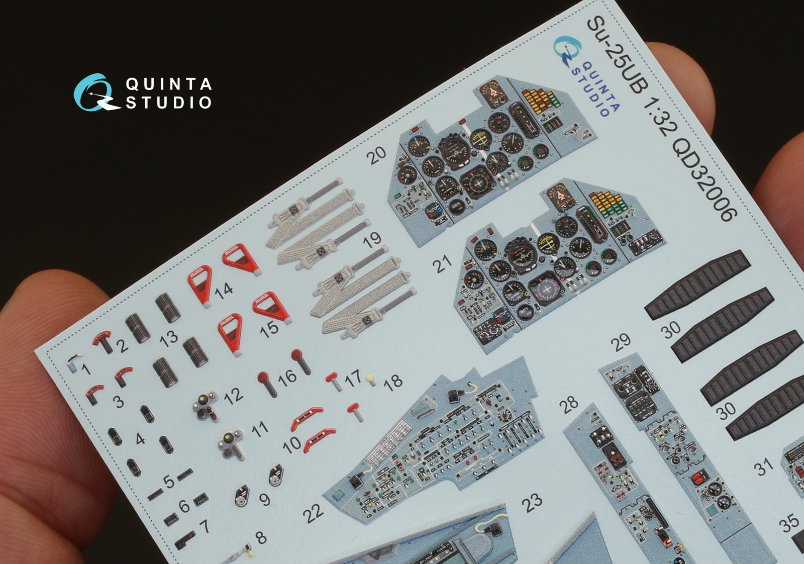 QD32006 3D Декаль интерьера кабины Су-25УБ (для модели Trumpeter)