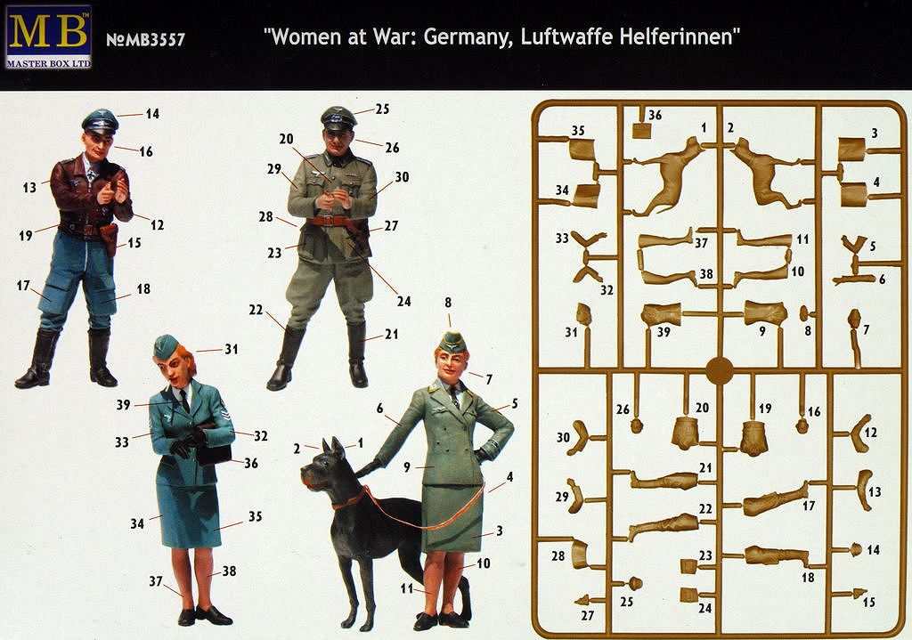 Набор фигурок MB3557 Женщины на войне: Германия, Luftwaffe помощники, фигуры Master Box (MB)