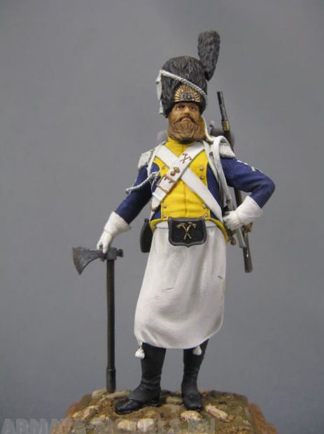 CHM-54054(M). Польский сапер легиона Вислы, 1808-13 гг. 54 мм. Материал - белый металл. Chronos Miniatures