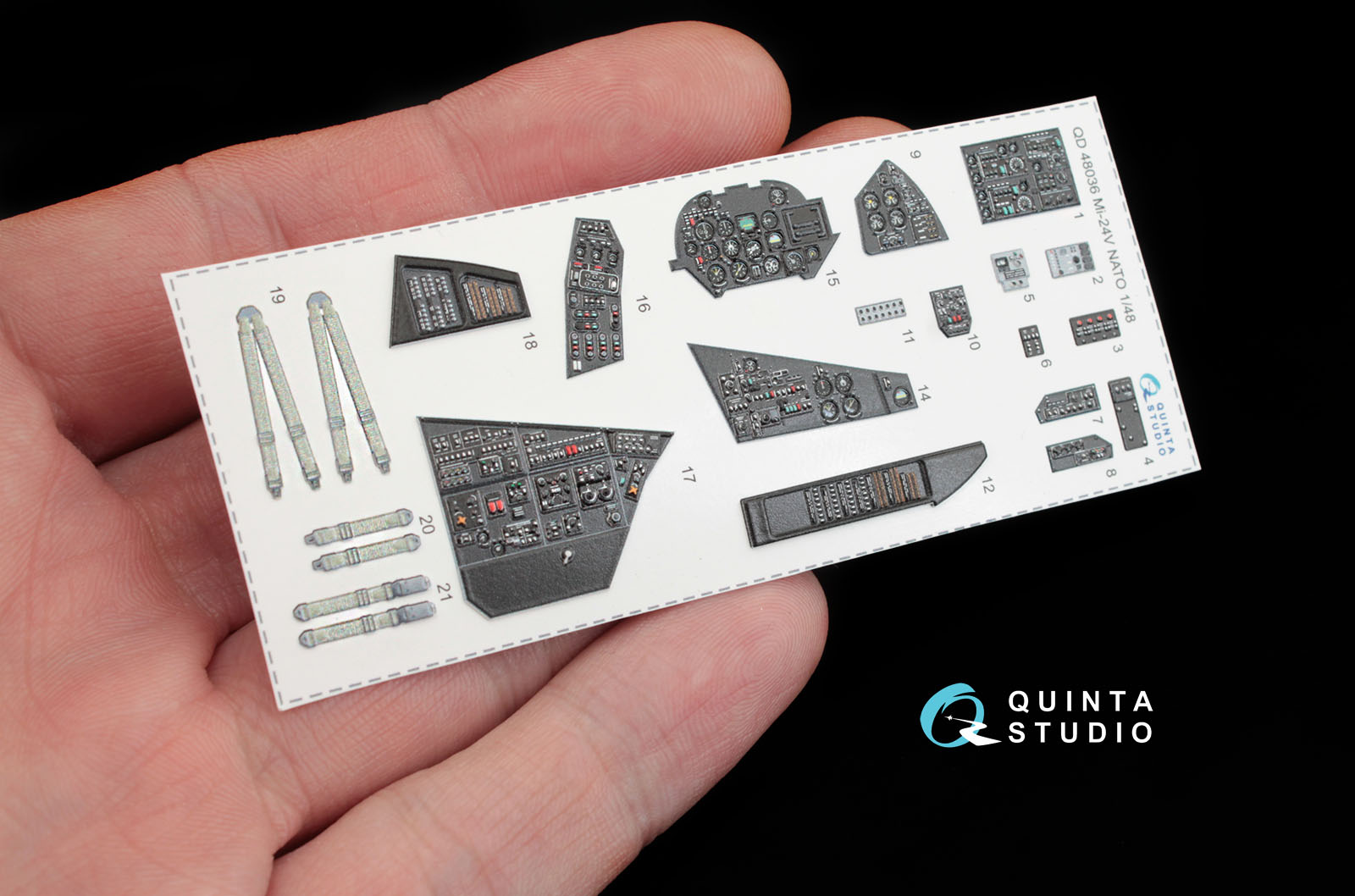 QD48036 1:48 3D Декаль интерьера кабины  Ми-24В НАТО (черные панели) (для модели  Звезда)