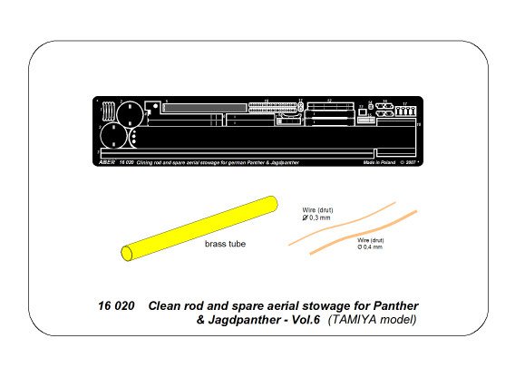 ABR-16-020  Дополнения для  Panther G/Jagdpanther- Vol.6- Clean rod and spare aerial stowage  для Tamiya 1/16