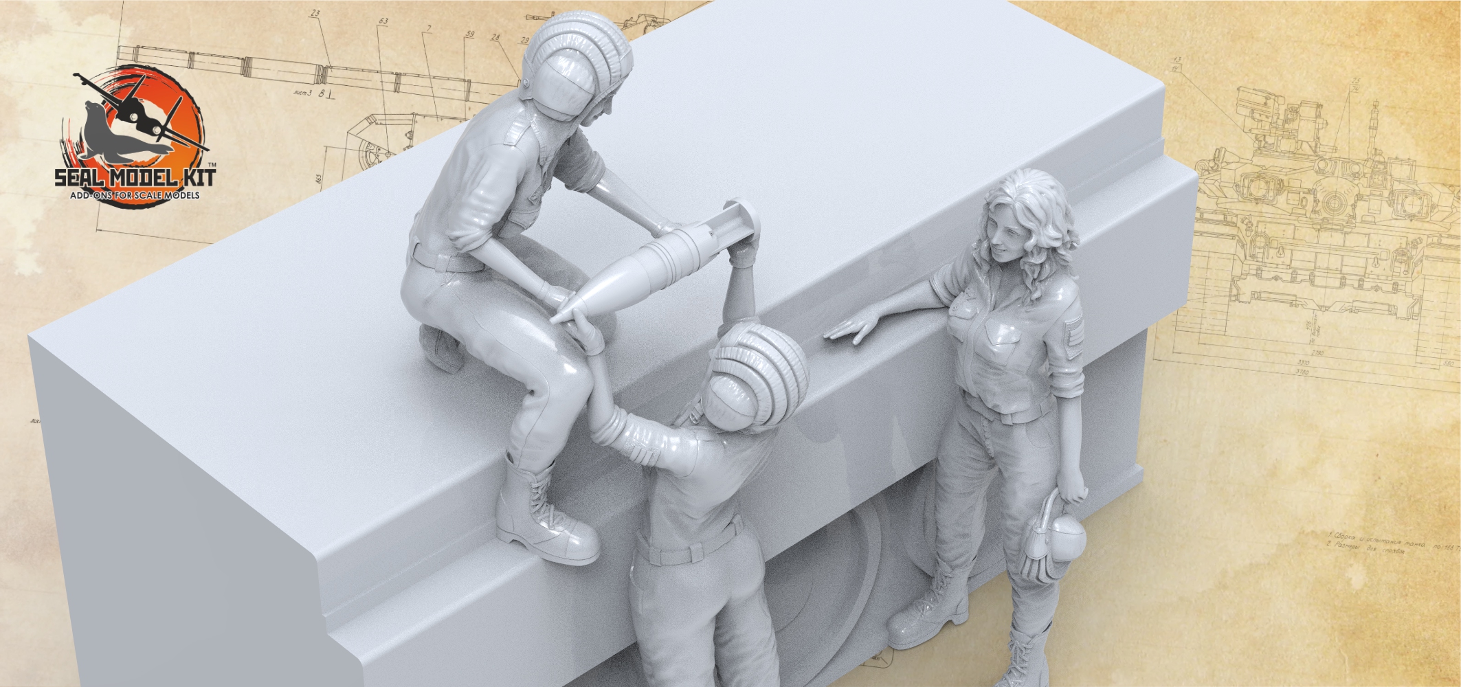 smk72023 Девушки танкистки Seal Model Kit