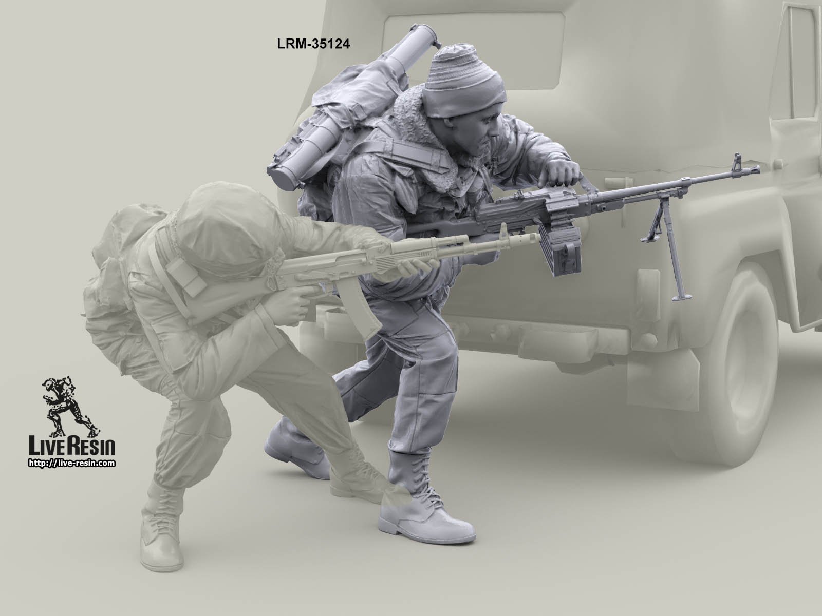 LRM35124 Военнослужащие ВВ отражают нападение - пулеметчик Live Resin