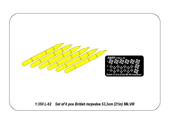ABR-1:350-L-62  Дополнения для  Set of 6 British torpedoes 53,3cm MK.VIII для  1/350