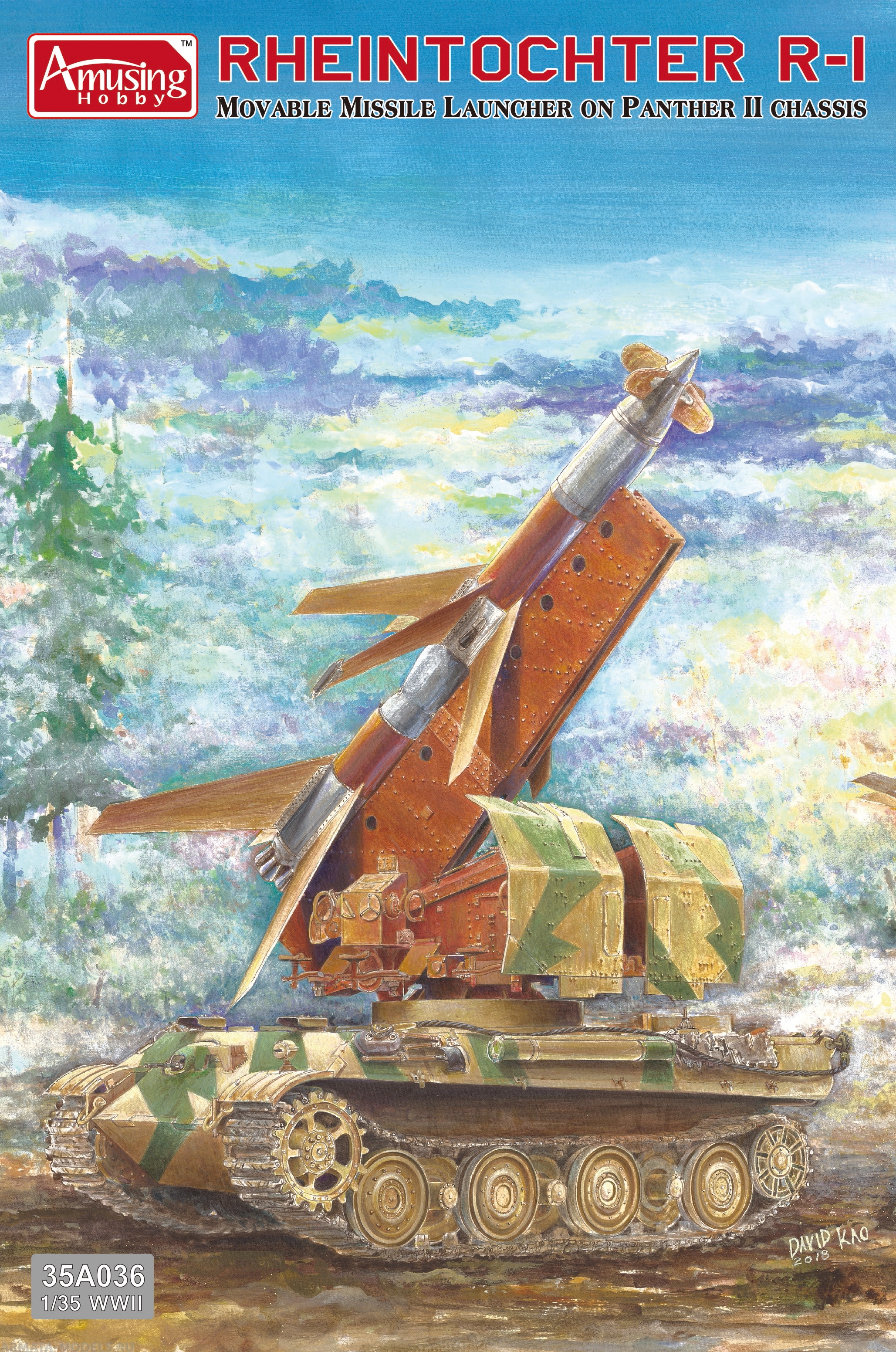AH35A036 Немецкая зенитная управляемая ракета на базе Пантера II Rheintochter R-1 on Panther 2 chassis Amusing Hobby