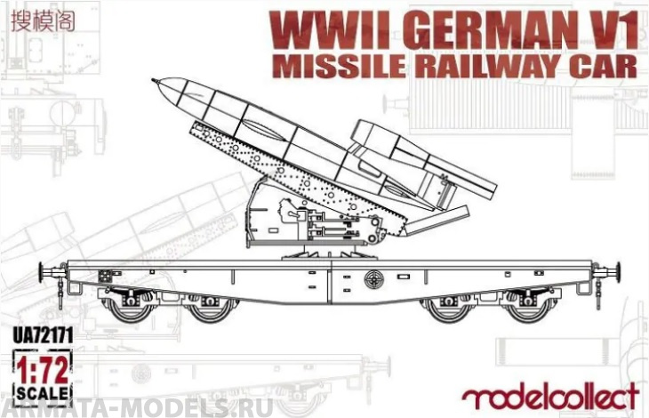 UA72171 WWII Germany V1 Missile Railway Car Modelcollect