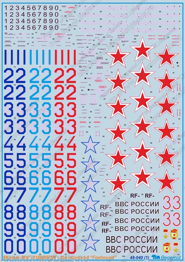 48040 Декаль Микоян МиГ-31БМ