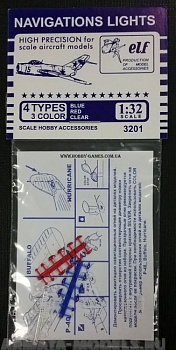 3201ELF Дополнения для моделей Навигационные огни, 12х3 шт. Синие, красные, прозрачные